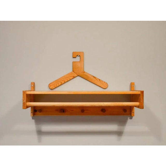 Mid-Century Modern Hat and Coat Rack with Hangers in Pine, Sweden, 1970s, Set of 6 For Sale - Image 3 of 9