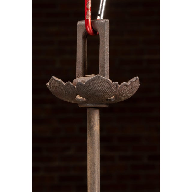 Metal Antique Cast Iron Gothic Revival Three-Light Chandelier For Sale - Image 7 of 13