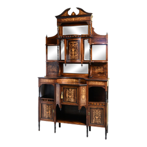 Antique Edwardian Cabinet With Inlay and Mirrors