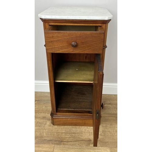 French Style Bedside Table with Marble Top For Sale - Image 12 of 13