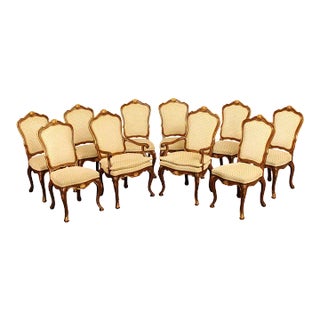 Karges French Louis XV Style Set of Ten Partial Gilt Dining Chairs For Sale