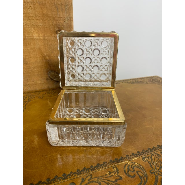 1940s Brass Hinged Cut Lead-Crystal Dresser Box For Sale - Image 4 of 5