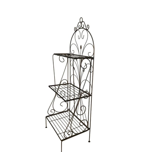 Traditional Mid 20th Century Vintage Baker Shelf Metal Floral Design For Sale - Image 3 of 4