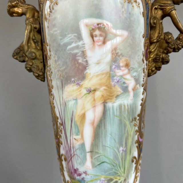 19th Century Porcelain Hand Painted Table Lamp Signed For Sale In San Francisco - Image 6 of 12