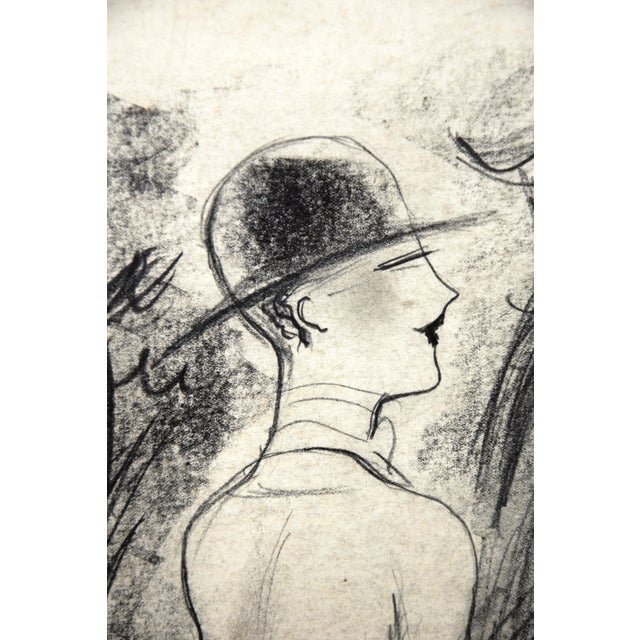 Black André Szenes, Morning Ride, 1920s, Chalk & Pencil on Paper For Sale - Image 8 of 14