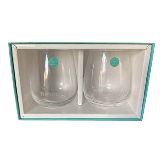 TIffany & Co. Stemless Wine Glasses – Set of 2 – Unused With Original Box For Sale