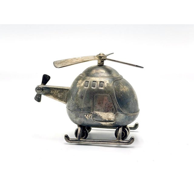 Silver Vintage Silver-Plated Helicopter Piggy Bank, 1960s For Sale - Image 8 of 9