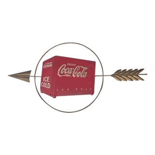 Vintage Coca Cola Cooler Sign Arrow For Sale