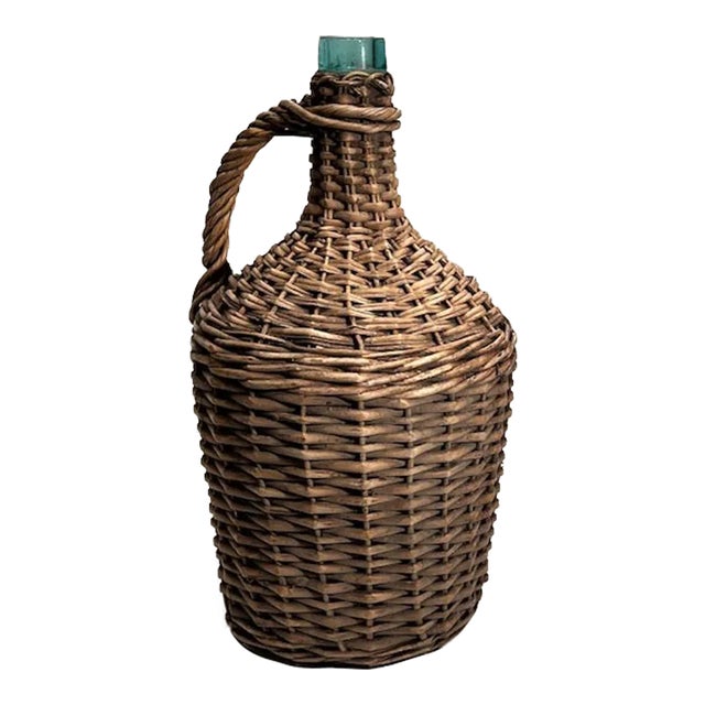 French Vintage Wicker Demi John Jug #107 For Sale