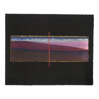 Original Mixed Media Abstract Nighttime Landscape Collage on Handmade Paper by Casey R. Klein For Sale