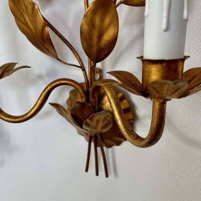 Gilt Floral Wall Lights attributed to Maison Bagues, France 1950s, Set of 2 For Sale - Image 17 of 18