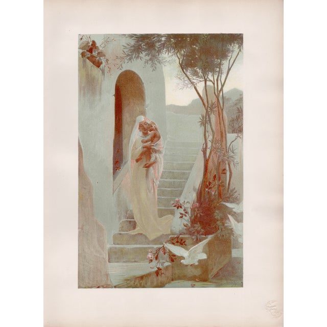 Guillaume dubufe (1853-1909) l'enfant (the child) a.k.a. The house of the virgin original lithograph from the glorious...