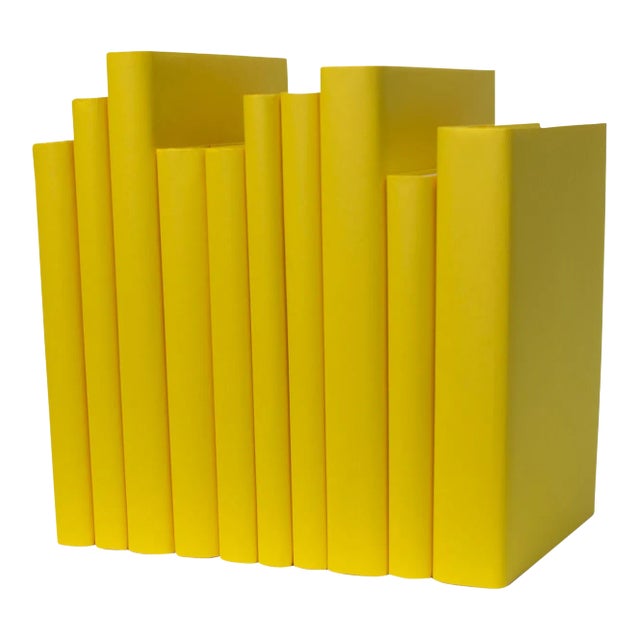 Decorative Books - Saffron Oversized Paper Wrapped Book Bundle - 1 Foot of Yellow Books For Sale