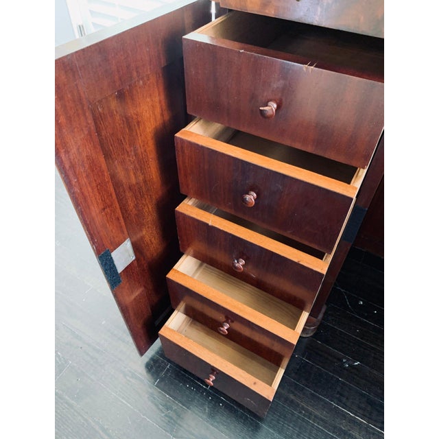 Wood Antique Burr Walnut English Regency Pedestal Dressing Table For Sale - Image 7 of 9