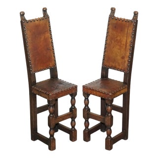 17th Century Revival Oak Childs Correction Chairs, Set of 2 For Sale