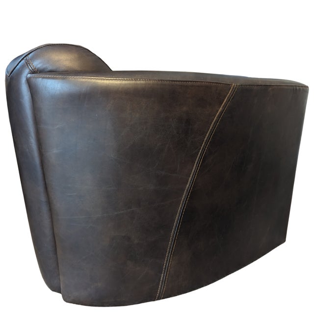 Industrial Restoration Hardware Leather Rocket Club Chair Aviator Collection For Sale - Image 3 of 10