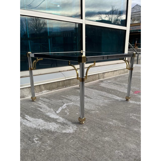 Mastercraft Chrome & Brass Coffee Table With Fretwork For Sale - Image 13 of 13