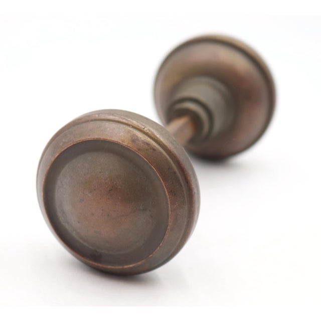 Pair of Vintage 2.25 In. Concentric Brass Passage Door Knobs For Sale - Image 4 of 5