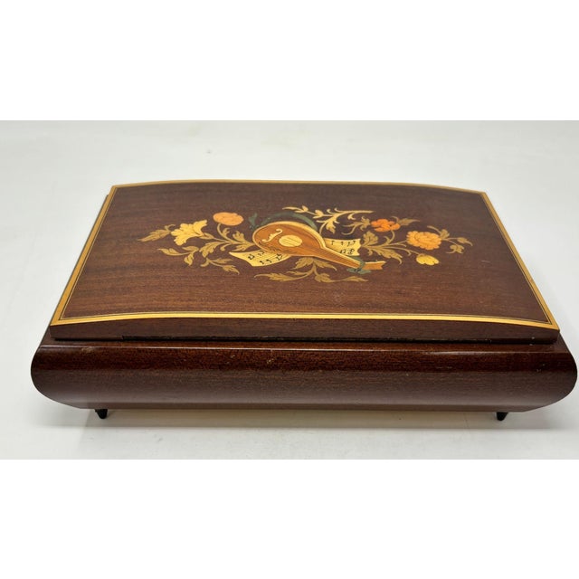 Wood Vintage Jewelry Music Box Made in Italy by Reuge For Sale - Image 7 of 15