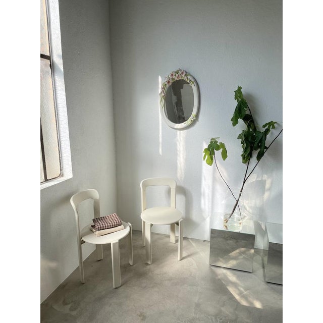 Oval Ceramic Mirror with Flowers, 1980s For Sale - Image 6 of 18