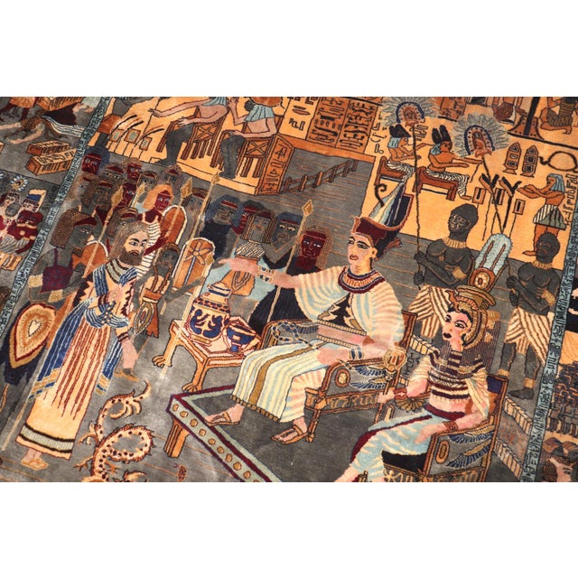 Brown Vintage Persian Pictorial Narrative Rug no. 10956 For Sale - Image 8 of 12