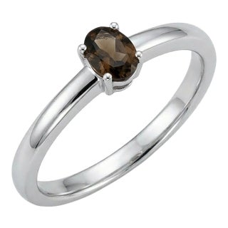 Smoky Topaz Ring in 925 Sterling Silver, Brown Gemstone Ring Us 7 For Sale