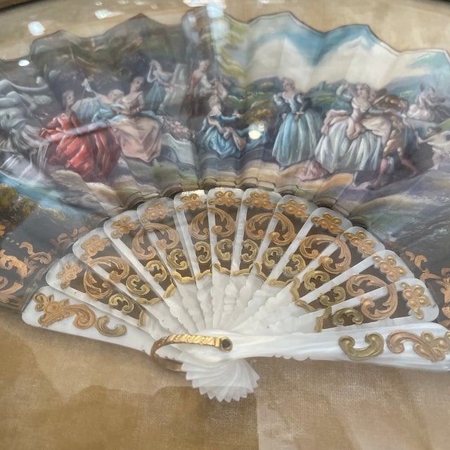 Victorian Framing Fan Represented French Scene For Sale - Image 10 of 12