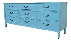 Baker Furniture French Regency Louis XVI Cerulean Blue Lacquered Dresser or Credenza, Circa 1960s