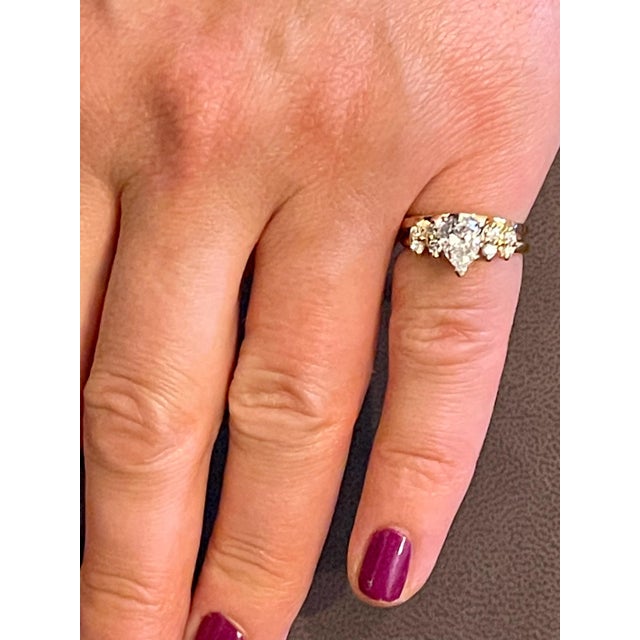 1.0 Carat Pear Shape Center Diamond Engagement 14 Karat Yellow Gold Ring For Sale - Image 11 of 18