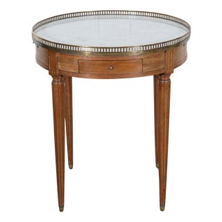 Late 19th Century French Louis XVI-Style Mahogany Bouillotte Table with Carrara Marble Top For Sale