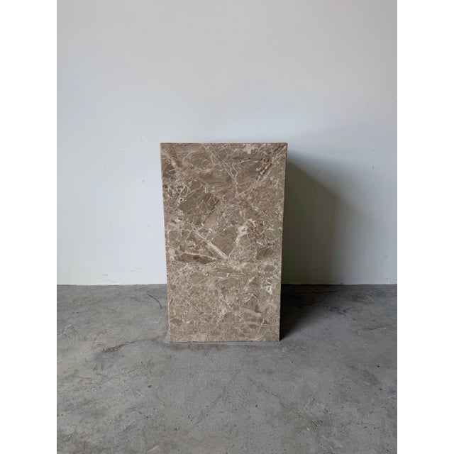 1980’s Postmodern Emperador Marble Cube Pedestal / Dining Table Base For Sale In Miami - Image 6 of 12