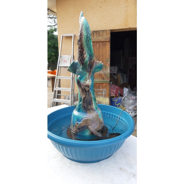 Earthenware Fountain Dolphin from Vallauris, 1950 For Sale - Image 3 of 14