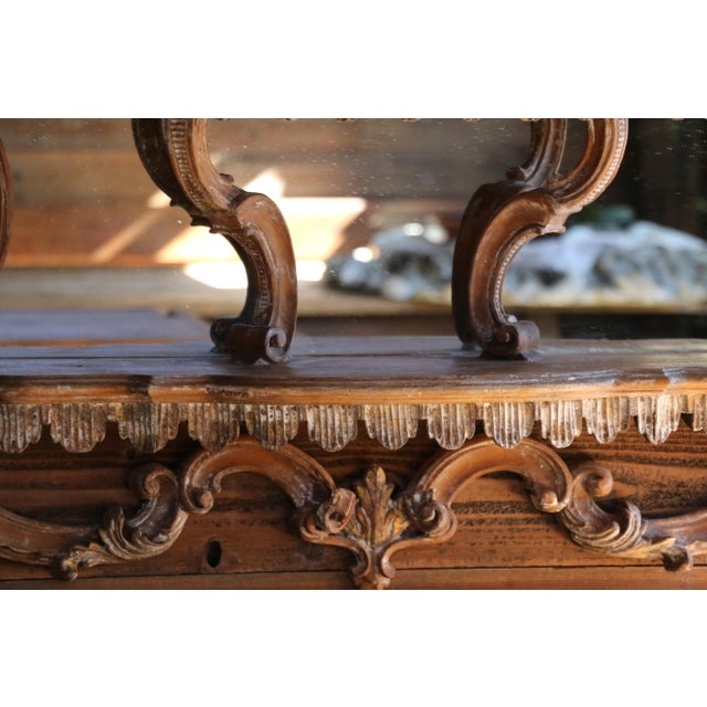 Antique French Rococo Revival Carved Wood Étagère Wall Shelf With Mirror For Sale - Image 9 of 18