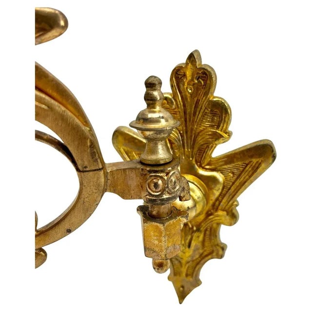 Metal Art Nouveau Brass Wall Mount Candlesticks, 1930s, Set of 2 For Sale - Image 7 of 9