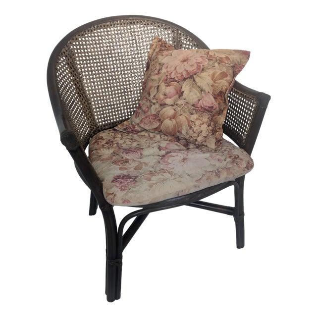 Vintage Armchair with Raffia and Viennese Weave For Sale