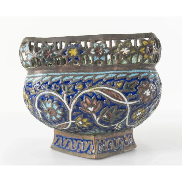Middle Eastern Champleve Enameled Bronze Bowl For Sale - Image 4 of 12