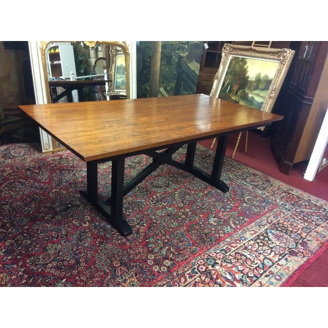 Brown Vintage Dining Table, Trestle Table, Nichols and Stone Furniture For Sale - Image 8 of 14