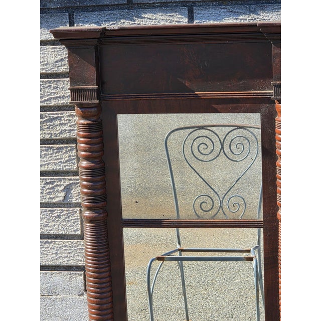 American 19th Century Americana Walnut Rope Column Original Mirror. For Sale - Image 3 of 16