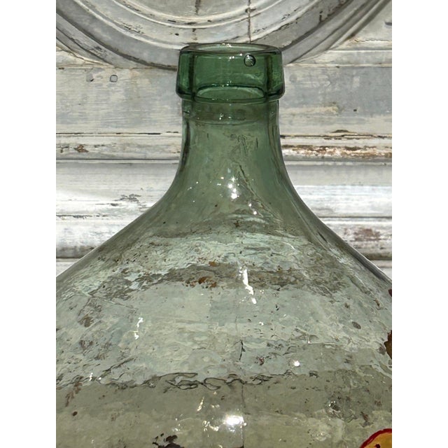 Wood Hand Painted Antique Demi John Bottle From Normandy, France, ‘Pinot Noir’, Original Crate For Sale - Image 7 of 13
