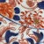 Japanese Hand-painted antique Imari leaf plate in fan and flower design // Arita plate // decorative plate // gilt edge // blue and white with orange For Sale - Image 3 of 17