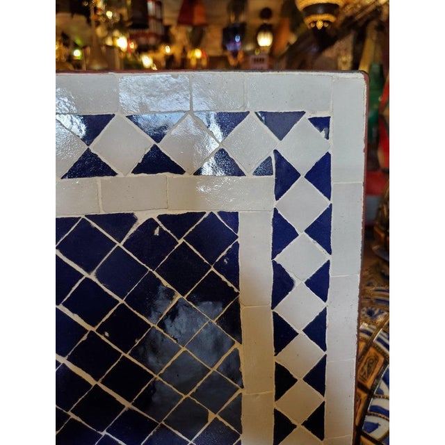 Cobalt Blue & Multicolor Moroccan Mosaic Fountain For Sale - Image 4 of 6