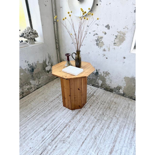 Hexagonal Pine Console Table from Regain, 1970s For Sale - Image 6 of 18