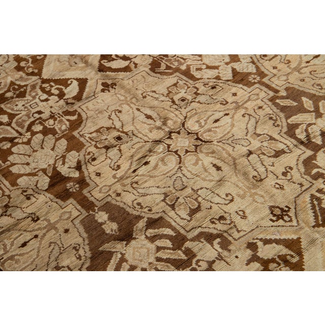 Oversized Antique Karabaugh Handmade Wool Rug - Allover Design in Tan and Brown For Sale - Image 9 of 10