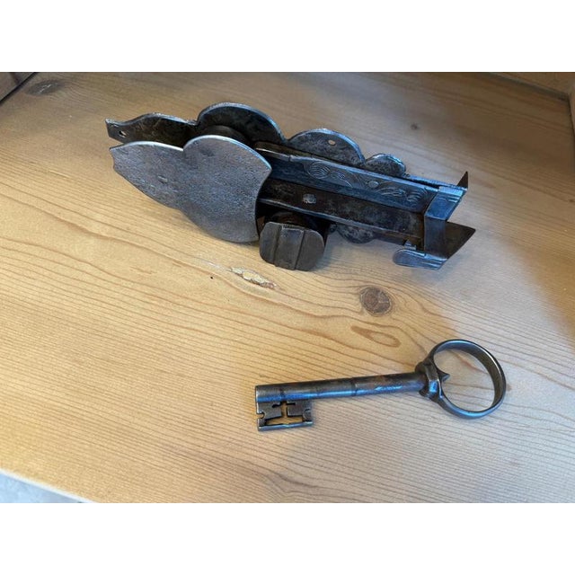 Baroque Iron Door Lock with Key, Set of 2 For Sale - Image 9 of 10