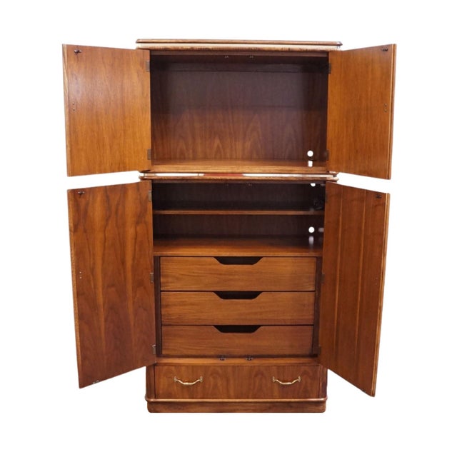 Thomasville Furniture Agenda Collection Solid Walnut MCM Mid Century Modern 40" Armoire 23411-340 For Sale In Kansas City - Image 6 of 14