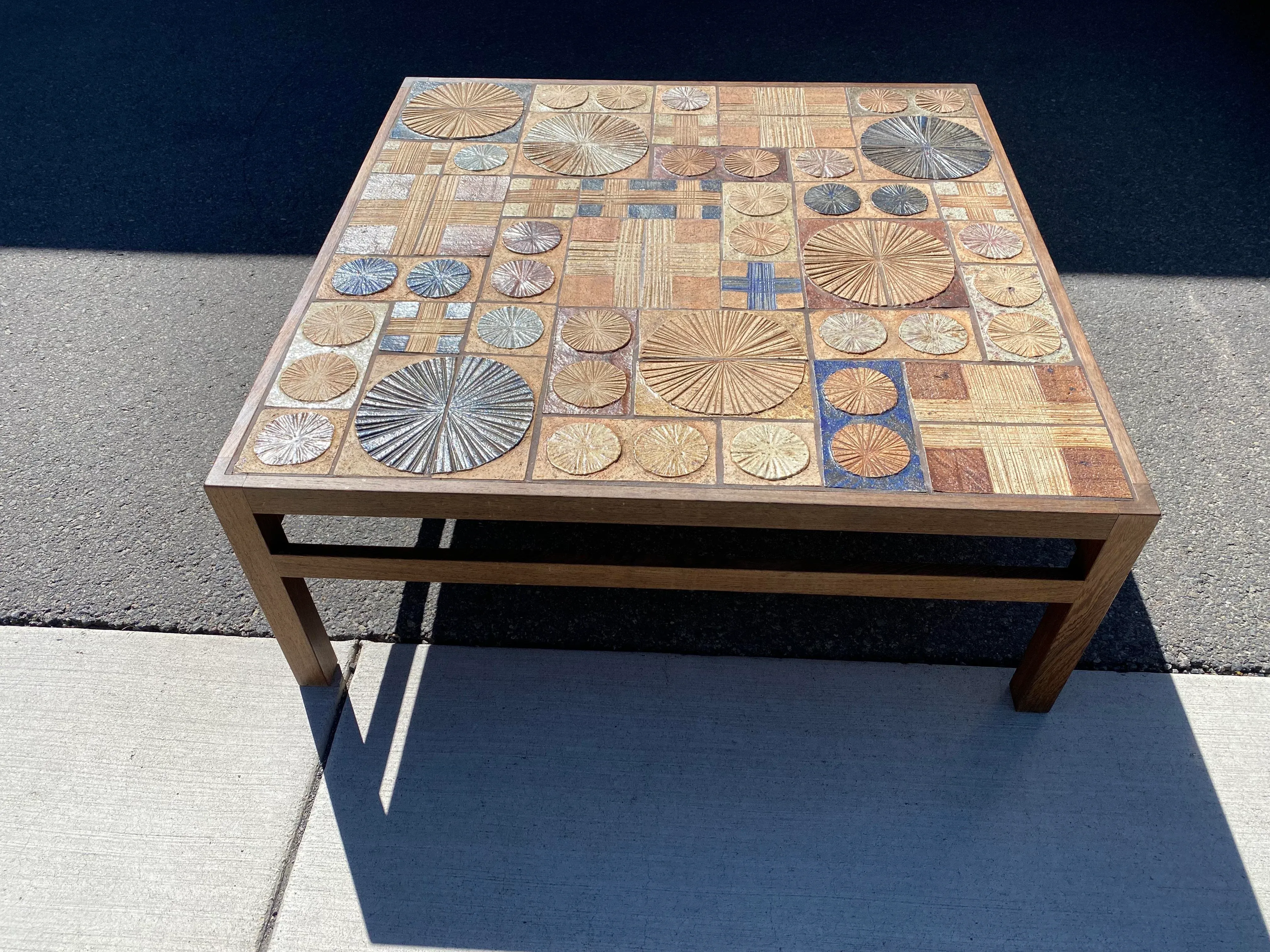 1970s Tue Poulsen Tile Top Coffee Table in Rosewood Case Frame
