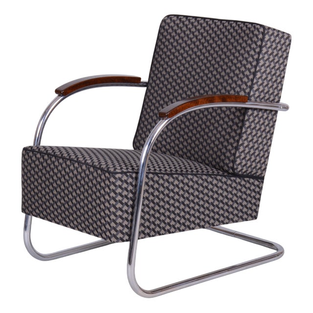 Bauhaus Armchair in Beech and Chrome from Mücke Melder, Czech, 1930s For Sale