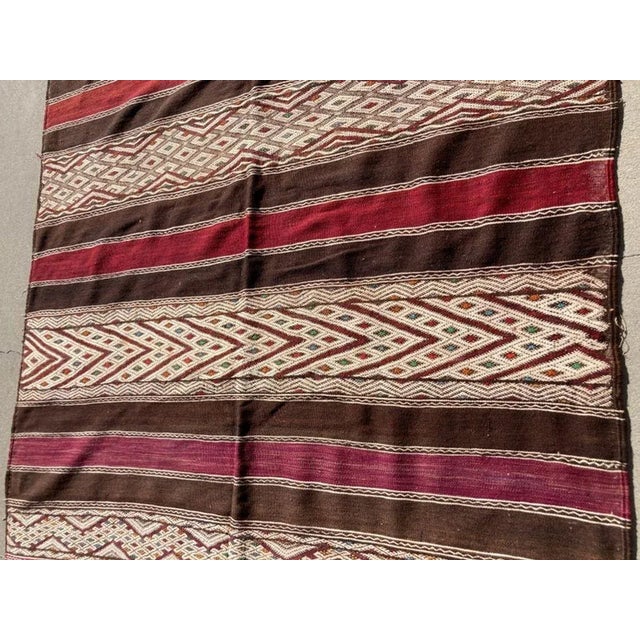 Textile Mid 20th Century Vintage Moroccan Tribal Kilim Rug For Sale - Image 7 of 13