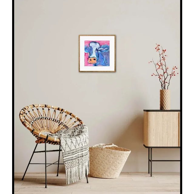 Abstract Cow in Pink Oil Painting For Sale - Image 11 of 12