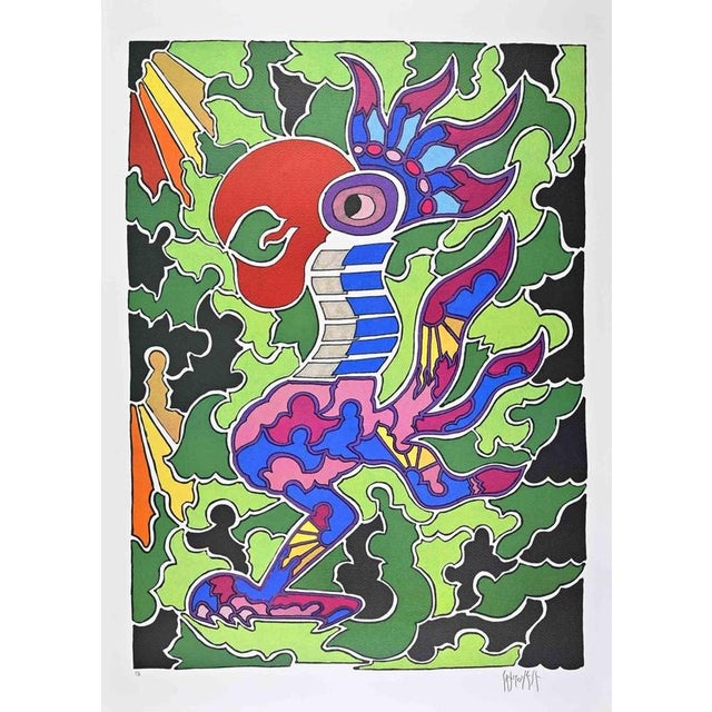 Antonio Cremonese, Parrot, Lithograph, Late 20th Century For Sale - Image 3 of 3